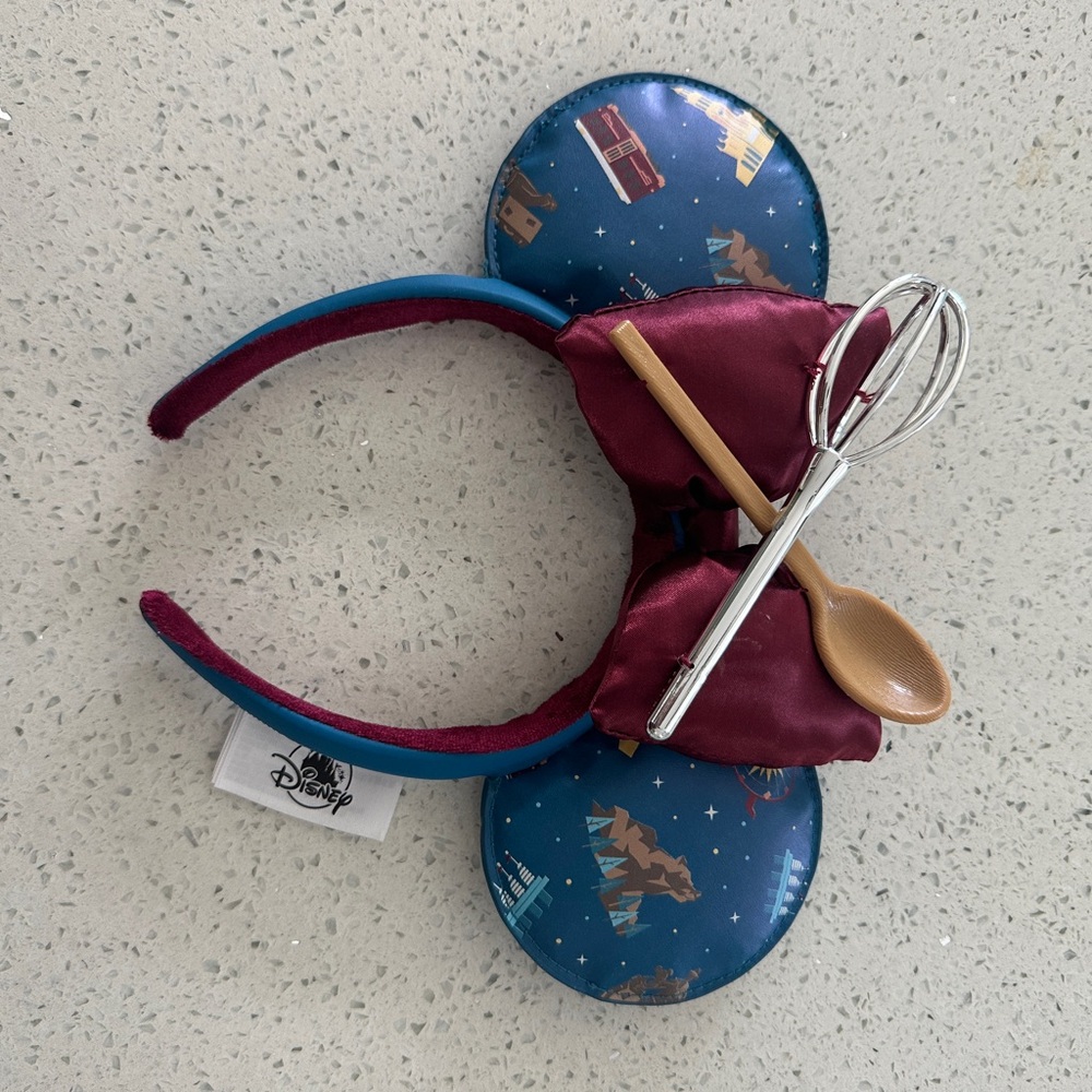 Disney Burgundy and Blue Mickey Ears Headband